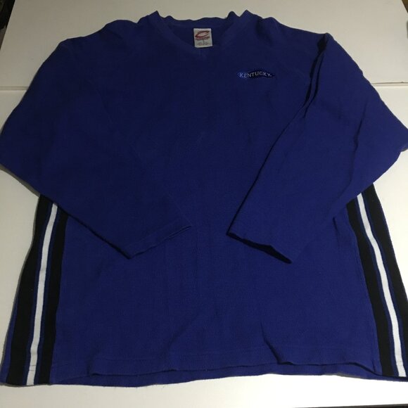 University of Kentucky Long Sleeve Pullover Shirt Large V-Neck Blue - Picture 1 of 6